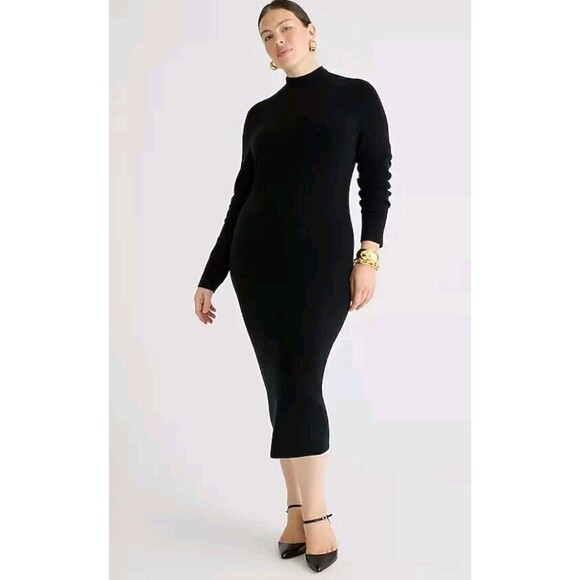 J.Crew Tencel Silk Blend Turtleneck Sweater Dress Bodycon $198 Size S NWT - Picture 1 of 12